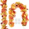 2 Pack Fall Leaves Garland for Mantle, Autumn Leaf Garland Indoor Outdoor Fall